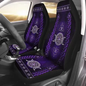 3D All Printed On Car Seat Covers Salty Lil' Witch Purple Triple Moon Seat Covers For Car