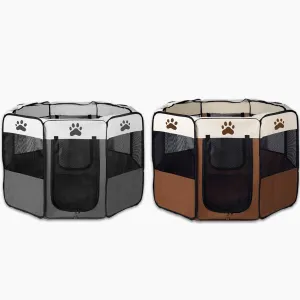 8 Panel Pet Dog Cat Crate Play Pen Bags Kennel Portable Tent Playpen Puppy Cage Large