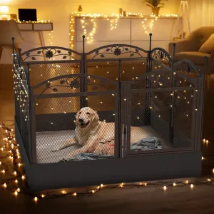 8 Panels Metal Dog Playpen with Fertility Mat and Gate Foldable Heavy Duty Pet Whelping Box Exercise Fence Cage Kennnels
