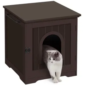 Anniepaw Espresso Elegance Cat Haven: Discreet Litter Box & Chic Side Table Combo