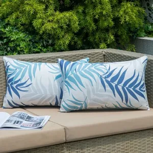 AQOTHES Pack of 2 Outdoor Waterproof Dark Green Throw Pillow Covers 12x20, Spring Summer Decorative Farmhouse Throw Pillows for Couch Sofa Patio Furniture Garden Tent
