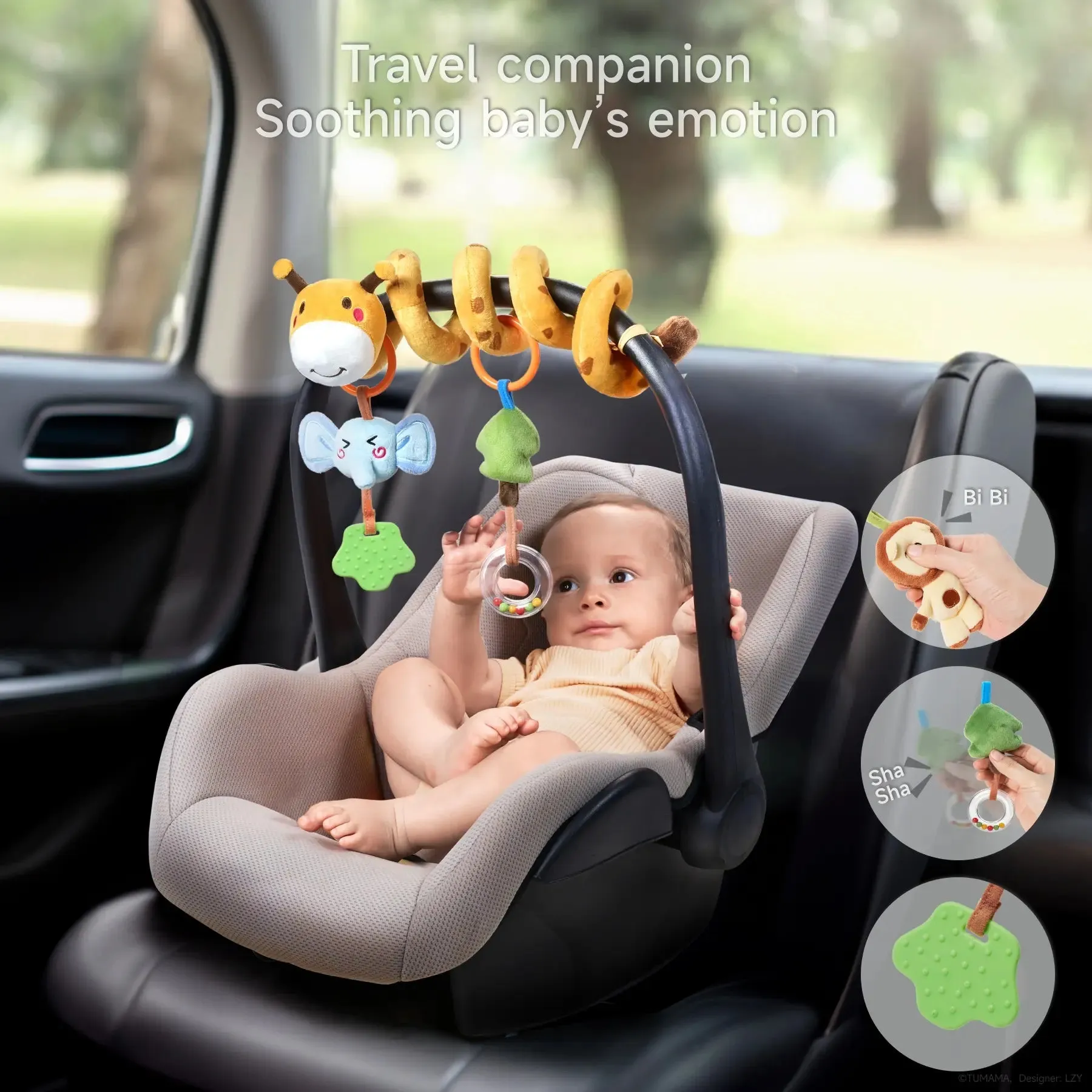 Baby stroller arch toys, removable baby hanging toys animal arch toys with rattle teether for babies 0 Month 