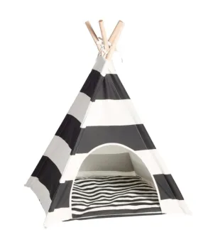 Black & White Stripe Teepee With Mat