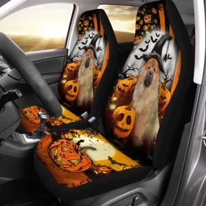 Chow Chow Halloween Pumpkin Scary Moon Car Seat Covers