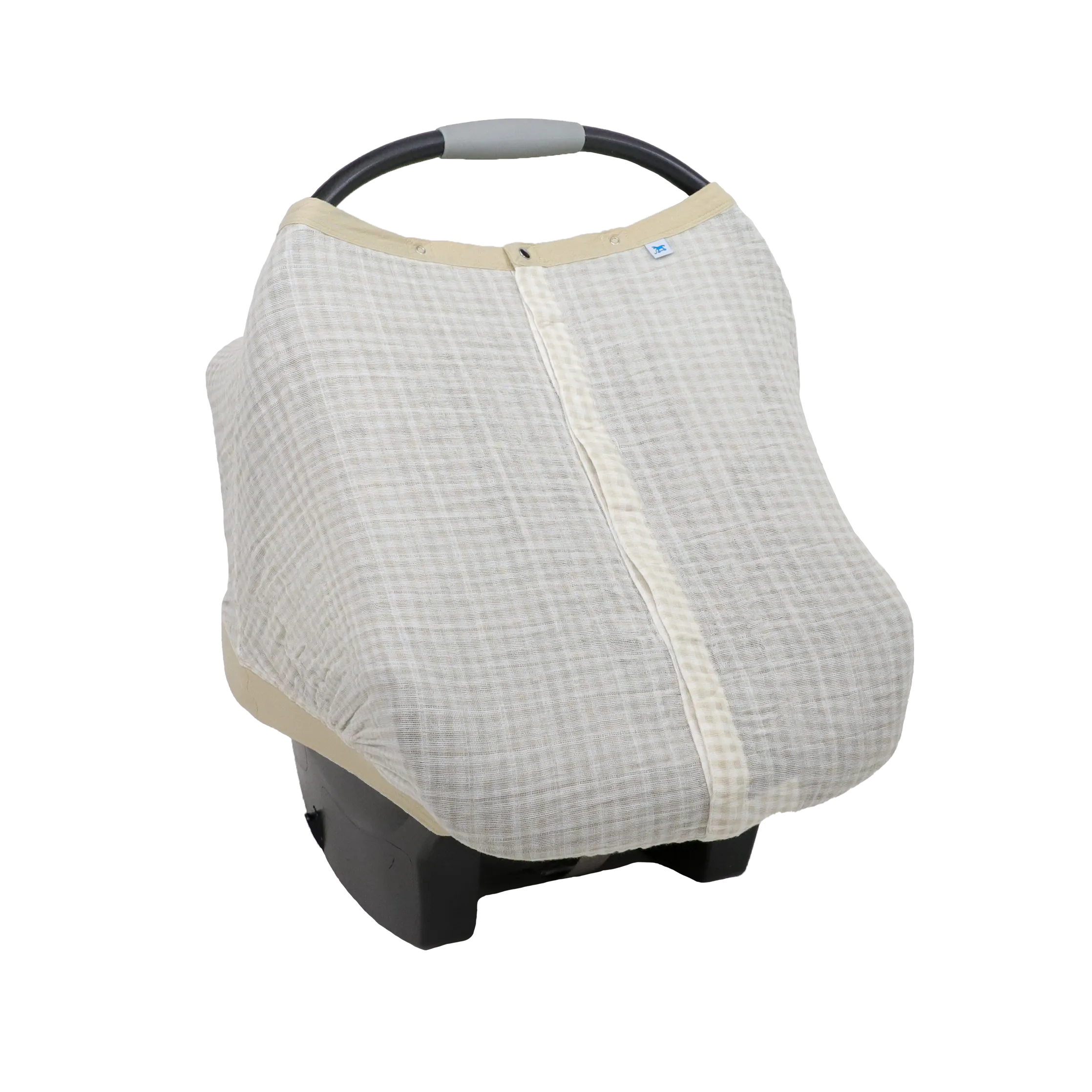Cotton Muslin Car Seat Canopy - Tan Gingham