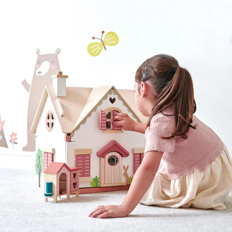 Cottontail Cottage Wooden Doll House - With Furniture