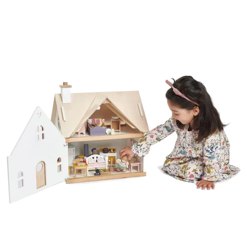 Cottontail Cottage Wooden Doll House - With Furniture