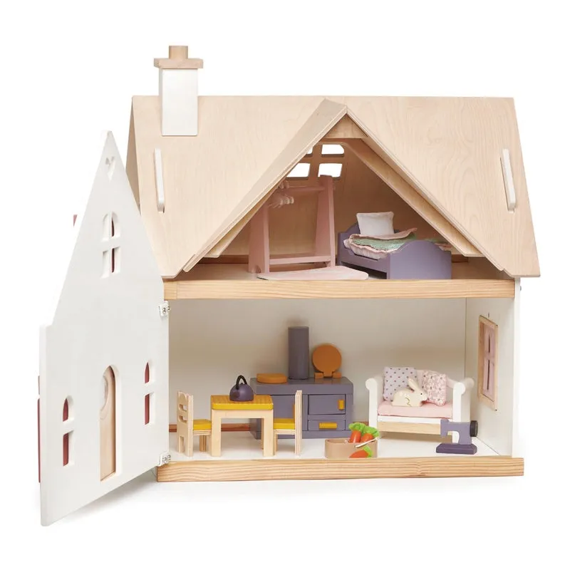 Cottontail Cottage Wooden Doll House - With Furniture