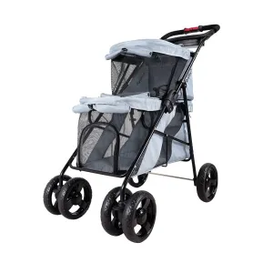 Double Decker Pet Bus – Silver Gray