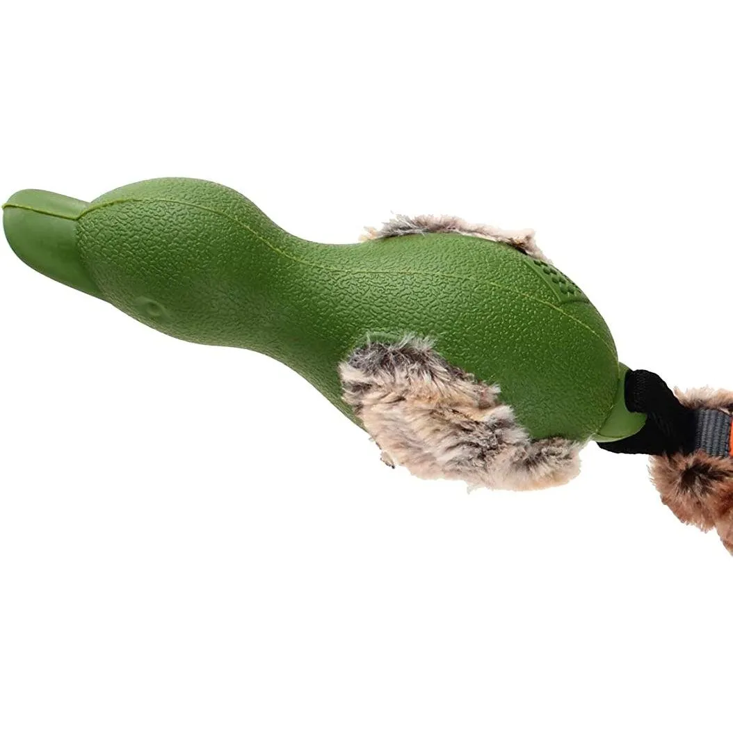 GiGwi - Duck 'Push To Mute' with Plush Tail - Dog Toy Green
