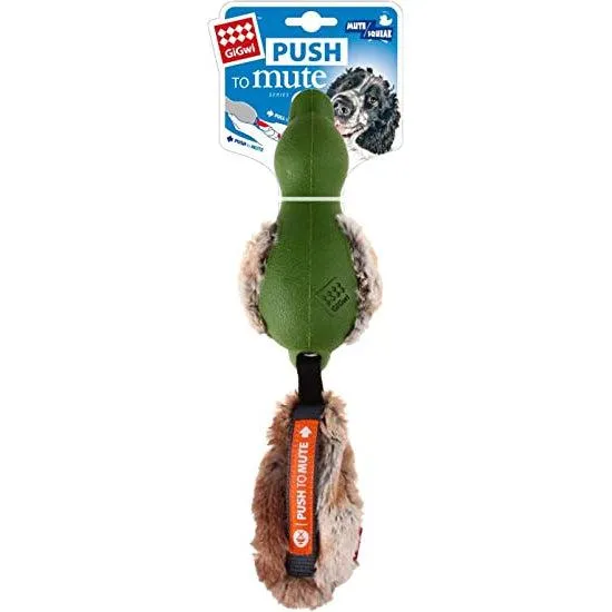 GiGwi - Duck 'Push To Mute' with Plush Tail - Dog Toy Green