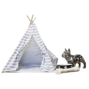 Grey Stripe Teepee With Mat