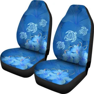 Hawaii Blue Hibiscus Turtle Polynesian Car Set Cover