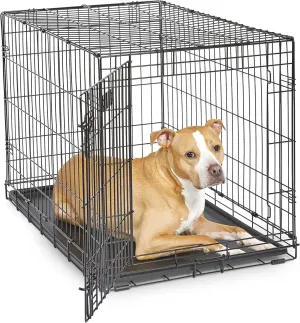 MidWest iCrate 36in Folding Metal Dog Crate With Divider Panel For Intermediate Dog Breed